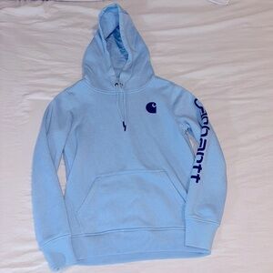 Carhartt relaxed hoodie women’s light blue & navy super soft size XS